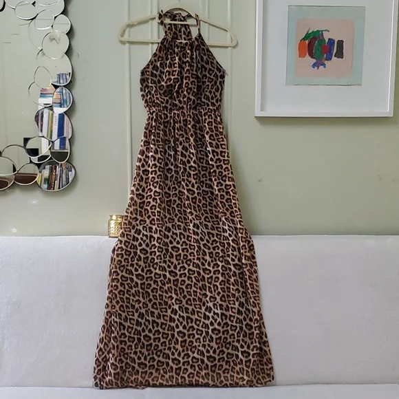 knee length dresses for ladies Leopard Print Mesh Tube Bodycon Maxi Dress